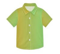 ODAWA Camicia a maniche corte con bottoni a maniche corte per ragazzi rossa e blu sfumata camicia con bottoni per feste di compleanno, Giallo Verde Gradiente, 3 anni