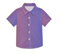 ODAWA Camicia a maniche corte con bottoni a maniche corte per ragazzi rossa e blu sfumata camicia con bottoni per feste di compleanno, Rosso Blu Sfumato (1), 4 anni