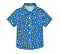 ODAWA Camicia a maniche corte con bottoni a maniche corte per ragazzi rossa e blu sfumata camicia con bottoni per feste di compleanno, Giallo Blu A Pois, 4 anni