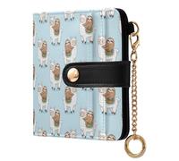 ODAWA Carino Cartoon Red Crabs Womens Wallet Rfid Blocking, PU Leather Bifold Card Case, Zipper Coin Pocket Magnetic Tab, Simpatico Llama Bradipo Blu, Taglia unica, Portafoglio RFID