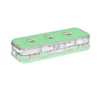 ODAWA Carino Foxes Soccer verde trasparente matite scatole portapenne rigido con coperchio e chiusura a scatto per viaggio 21,1 cm L x 7,6 cm W x 4,8 cm H