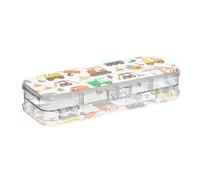 ODAWA Cartone animato Veicoli Costruzione Cancella Matita Box Trasparente Doppio Piano Box per Viaggi 21,1 cm L x 7,6 cm W x 4,8 cm H