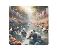 ODAWA Cestino pasquale fiori 35,1 x 35,1 cm panno autoadesivo antigraffio Lens Wrapping, protezione lente per fotocamera, Fiume Pandas Fiori, 13.8x13.8in, Fiume Pandas Fiori