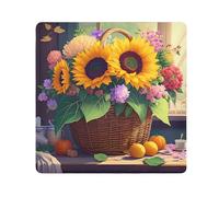 ODAWA Cestino vintage con girasoli 55,1 x 55,1 cm, panno autoadesivo multiuso, lavabile per fotocamera, laptop, cosmetici