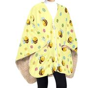 ODAWA Coperta indossabile colorata con cocktail tropicali frutta coperta avvolgente peluche da uomo coperta indossabile 147,3 x 165,1 cm