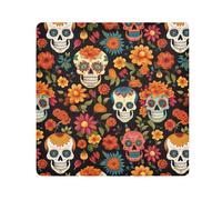 ODAWA Custodia protettiva per fotocamera con teschio e fiori, panno autoadesivo nero, 55,1 x 55,1 cm, borsa cosmetica portatile per viaggi