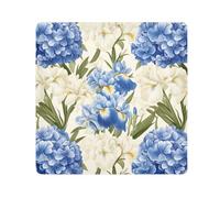 ODAWA Custodia protettiva pieghevole con simpatico scoiattolo e funghi, in tessuto autoadesivo, 35,1 x 35,1 cm, borsa per cosmetici portatile per viaggi, Fiori di Iris Bianco Ortensia Blu, 13.8x13.8in