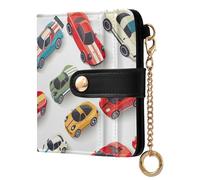 ODAWA Cute Fox Autumn Green Mini Portafoglio da donna RFID Portafogli da donna con 7 scomparti per carte di credito, Carino Cartoon Cars Bianco, Taglia unica, Portafoglio RFID