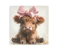 ODAWA Cute Highland Cow Beige Panno Autoadesivo 35,8 x 35,8 cm Magic Flessibile Pieghevole Self-Stick Makeup Bag Anti Graffio Attrezzature Wrap Storage Pouch