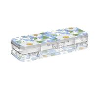 ODAWA Daisy and Blue Blossoms - Astuccio trasparente per ragazze, con coperchio a chiusura ermetica, 21,1 x 7,6 x 4,8 cm (lunghezza x larghezza x altezza)