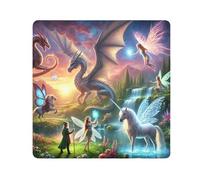 ODAWA Dragon Unicorn Sunset 45 x 45 cm, panno autoadesivo antigraffio per obiettivi, lavabile per fotocamera, laptop, cosmetici