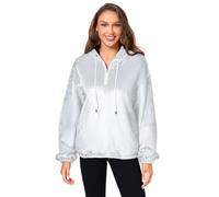 ODAWA Felpa con cappuccio da donna con zip a un quarto cachi chiaro con vestibilità rilassata, Alice Blu, X-Large