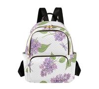 ODAWA Fire Ice Dragons, zaino trapuntato nero con tasca posteriore con cerniera per scuola, lavoro, viaggi, Fiori Libellule Viola Bianco, Small, Zaini Daypack