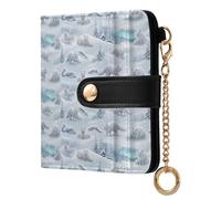 ODAWA Flaming Fire - Portafogli da donna con 7 scomparti per carte di credito, colore: nero, Volpi Inverno Bianco Grigio, Taglia unica, Portafoglio RFID