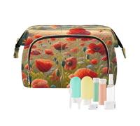 ODAWA Flamingos Green Tropical05 Borse Cosmetici Trucco Sacchetto Organizzatore Borsa Da Viaggio Cosmetici Borse Donne Grande Capacità Trucco Organizzatore, Fiori di papavero 4, Taglia unica