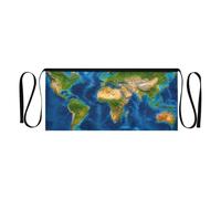 ODAWA Grembiule da server a righe bianche blu navy con 3 tasche grembiule corto per uomo donna 63 x 20 cm, Mappa del mondo blu oceano, taglia unica