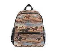 ODAWA Horses Desert Sky Zaino per bambini con targhetta per nome, zaino per ragazzi ragazze bambini asilo zaino, Cielo Deserto Cavalli, Small