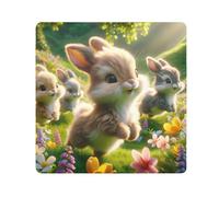 ODAWA Magic Makeup Pouch 13,8 pollici, grazioso coniglietto pasquale che corre, flessibile pieghevole borsa per il trucco autoadesiva, protezione lente per fotocamera