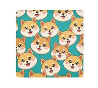 ODAWA Magic Makeup Pouch Cute Cartoon Dog Faces Teal Magic autoadesivo Storage panno protettivo, protezione lente per fotocamera 45 x 45 cm