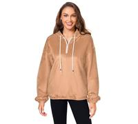 ODAWA Marigold Felpa da donna con cappuccio autunnale con cerniera a quarto, Albicocca, X-Large