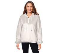 ODAWA Marigold Felpa da donna con cappuccio autunnale con cerniera a quarto, lino, Small