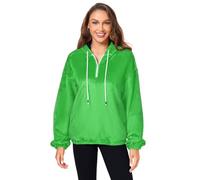 ODAWA Marigold Felpa da donna con cappuccio autunnale con cerniera a quarto, Malachite, Large