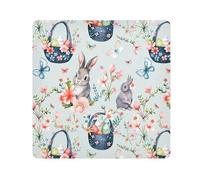 ODAWA Morbido panno riutilizzabile floreale coniglio pasquale blu panno autoadesivo 55,1 x 55,1 cm borsa cosmetica portatile per viaggi