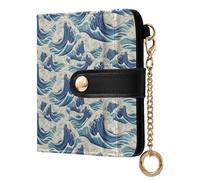 ODAWA Multi Card Slots Portafoglio Marmo Beige Piccolo Viaggio Portafoglio RFID Blocco, Ocean Waves Blu, Taglia unica, Portafoglio RFID