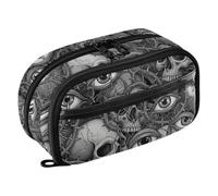 ODAWA Organizer per cancelleria scolastica con teschio con astuccio multi scomparti, 21,1 x 7,9 x 12,4 cm