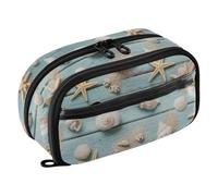 ODAWA Organizzatore rustico per cancelleria scolastica per ragazze, colore bianco, turchese, grande capacità, 21,1 x 7,9 x 12,4 cm