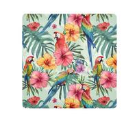 ODAWA Panni autoadesivi verdi con pappagalli tropicali floreali 35,8 x 35,8 cm borsa per trucco in panno anti graffio attrezzature Wrap Storage Pouch