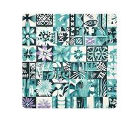 ODAWA Panno autoadesivo 35,1 x 35,1 cm hawaiano retro floreale piastrelle verde acqua antigraffio lente avvolgimento borsa cosmetica portatile per viaggi