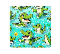 ODAWA Panno autoadesivo 35,1 x 35,1 cm marocchino pastello anti-graffio lente fotocamera Wrap borsa cosmetica portatile per viaggi, Carino coccodrilli Nuoto, 13.8x13.8in, Carino coccodrilli Nuoto
