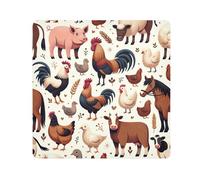 ODAWA Panno autoadesivo antigraffio per obiettivi, animali della fattoria, maiali, galli, mucche, 45 x 45 cm, panno autoadesivo magico per fotocamera, obiettivo, computer portatile