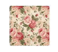 ODAWA Panno multiuso avvolgente floreale vintage rose beige panni autoadesivi 35,1 x 35,1 cm borsa cosmetica portatile per viaggi