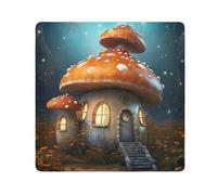 ODAWA Panno multiuso in tessuto autoadesivo retrò arcobaleno giallo 35,1 x 35,1 cm antigraffio per attrezzature, Fata Casa dei funghi, 17.7x17.7in, Casa dei funghi delle fate