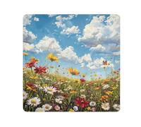 ODAWA Pellicola protettiva per obiettivo, motivo: fiori selvatici sotto cielo blu, panno autoadesivo 35,1 x 35,1 cm, panno magico autoadesivo per fotocamera, obiettivo, computer portatile