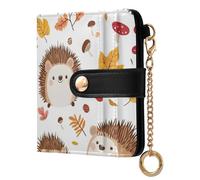 ODAWA Portafogli compatto da donna con volpe e coniglio, piccolo e compatto, ideale per l'autunno, Riccio Carino Cartone Animato Bianco, Taglia unica, Portafoglio RFID