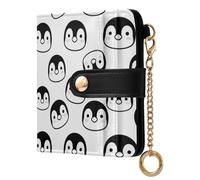 ODAWA Portafogli da donna con stampa mucca nera e bianca, con scomparti per carte di credito, portafoglio da spiaggia, Simpatico pinguino facce bianche, Taglia unica