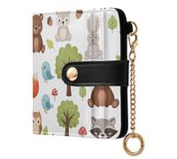 ODAWA Portafogli da donna sottili con farfalle al neon colorate RFID con 7 scomparti per carte di credito, Carino animali della foresta orso cervo, Taglia unica, Portafoglio RFID