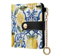 ODAWA Portafogli per carte di credito RFID nero con farfalla vintage, da donna, Limone Siciliano Bianco Blu, Taglia unica, Portafoglio RFID