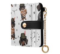 ODAWA Portafogli RFID da donna con gattini rosa carini portafogli bifold con 7 scomparti per carte di credito, Divertente cane bassotto bianco, Taglia unica, Portafoglio RFID