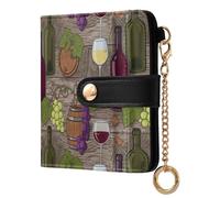 ODAWA Portafoglio sottile da donna con foglie verdi e pappagalli tropicali con blocco RFID, portafoglio sottile da donna, Uva Vino Rustico, Taglia unica