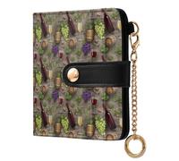 ODAWA Portafoglio sottile da donna con motivo punto baseball, protezione RFID, con 7 scomparti per carte di credito, colore: bianco e rosso, Botti d'uva da vino marrone, Taglia unica, Portafoglio RFID