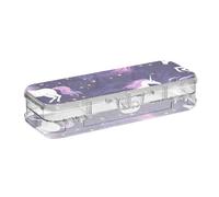 ODAWA Portapenne da scrivania viola con unicorni in plastica rigida per la scuola 21,1 cm L x 7,6 cm W x 4,8 cm H