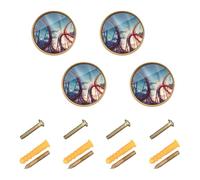 ODAWA Roller Coaster Night Sky - Confezione da 4 pomelli moderni per armadietti con vite, per cassetti, per casa, cucina, camera da letto, bagno
