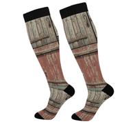 ODAWA Rustic Doors Woodtone - Calze a compressione da donna, per yoga