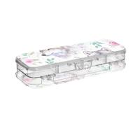 ODAWA Scatola trasparente a doppio piano per matite da viaggio con lupo acquerello floreale 21,1 cm L x 7,6 cm W x 4,8 cm H