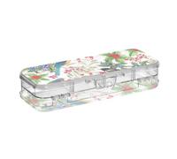 ODAWA Scatole colorate con foglie di agrifoglio in plastica trasparente con coperchio a scatto per viaggi 21,1 x 7,6 x 4,8 cm (lunghezza x larghezza x altezza)