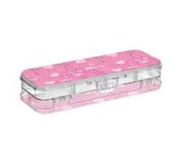 ODAWA Scatole di plastica per matite con fenicottero e cuore doppio strato, per adulti, 21,1 cm di lunghezza x 7,6 cm di larghezza x 4,8 cm di altezza